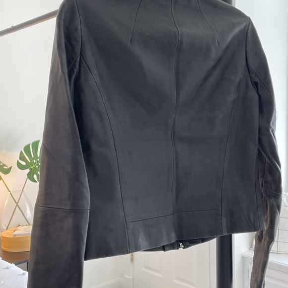 BCBG Minimalist Black Leather Jacket - Picture 9 of 14